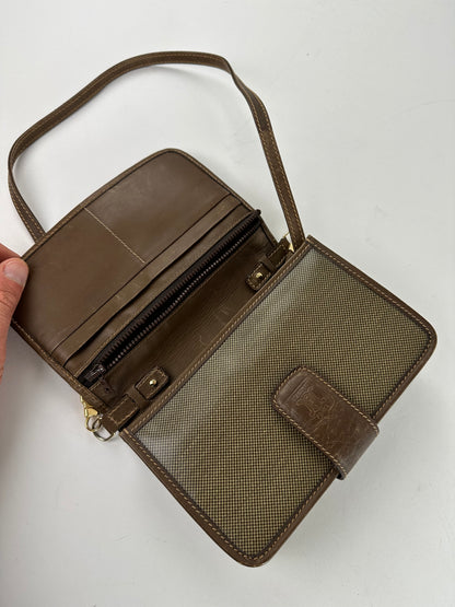 Vintage Celine Coated Canvas Crossbody Flap Bag Brown