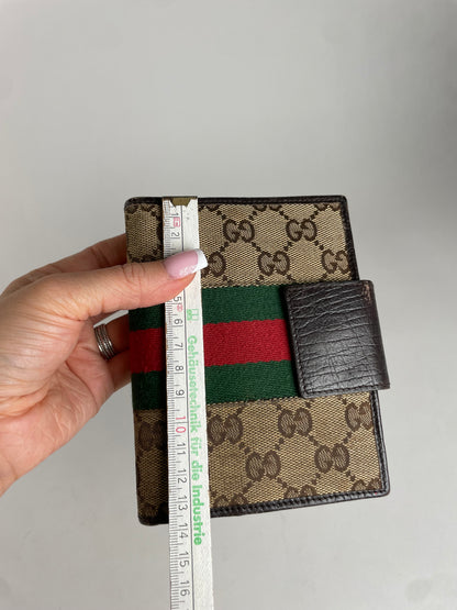 Vintage Gucci Monogram Organizer Card Holder Beige Brown