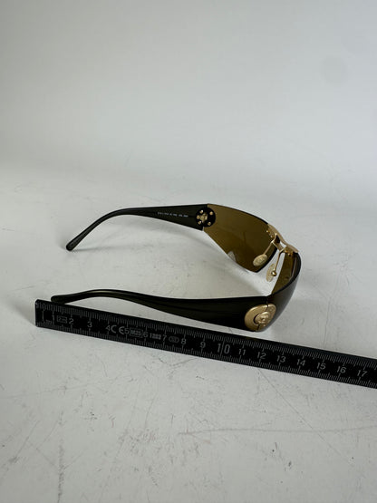 Vintage Celine Logo Sunglasses Brown Gold-Tone Accents
