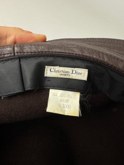 Vintage Dior Leather Wool Hat Brown