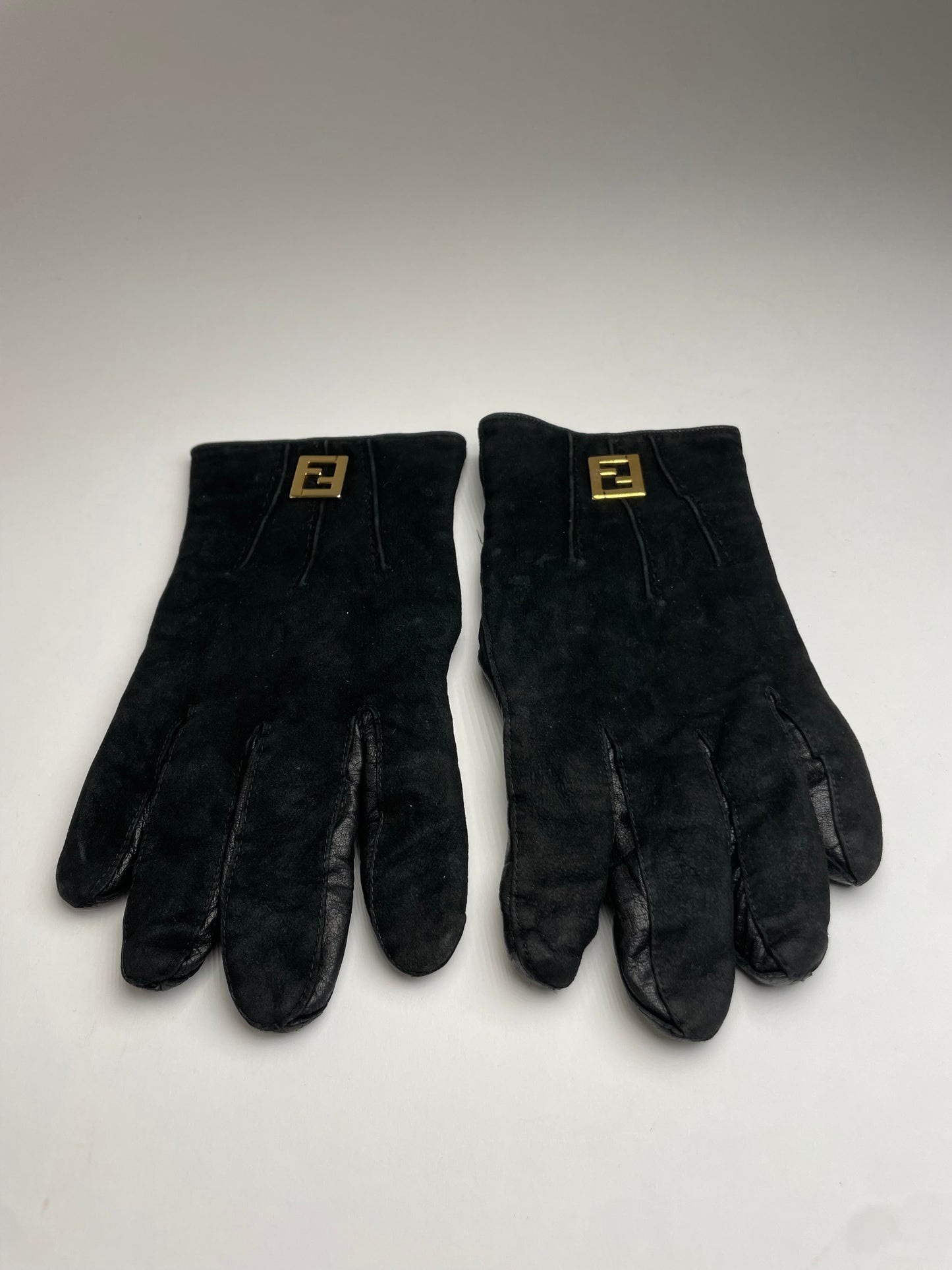 Vintage Fendi Leather Gloves Black S/M