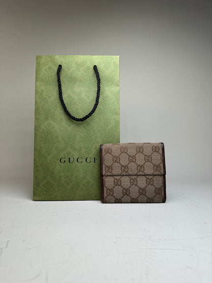 Vintage Gucci GG Supreme Wallet Beige Brown Silver