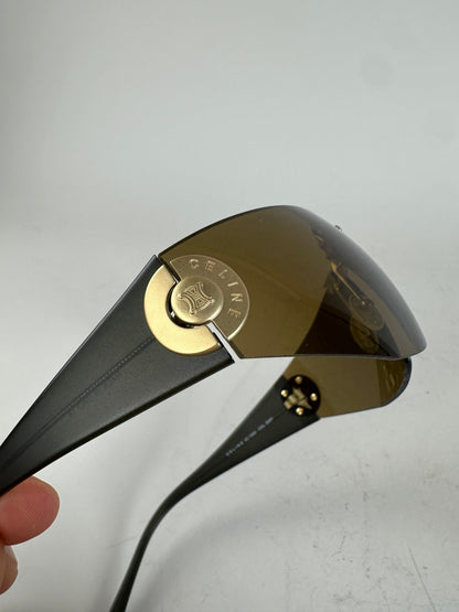 Vintage Celine Logo Sunglasses Brown Gold-Tone Accents