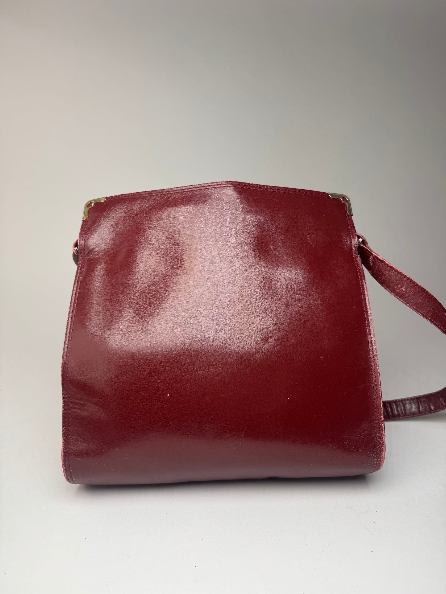 Vintage Cartier Leather Shoulder Bag Burgundy