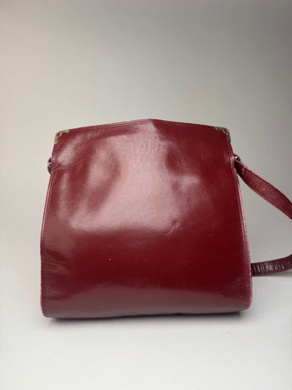Vintage Cartier Leather Shoulder Bag Burgundy