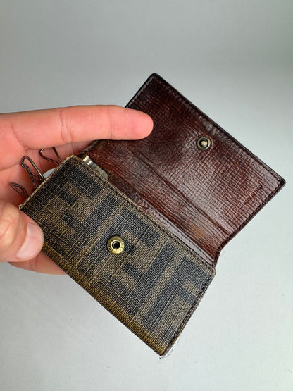 Vintage Fendi Monogram Key Holder Brown