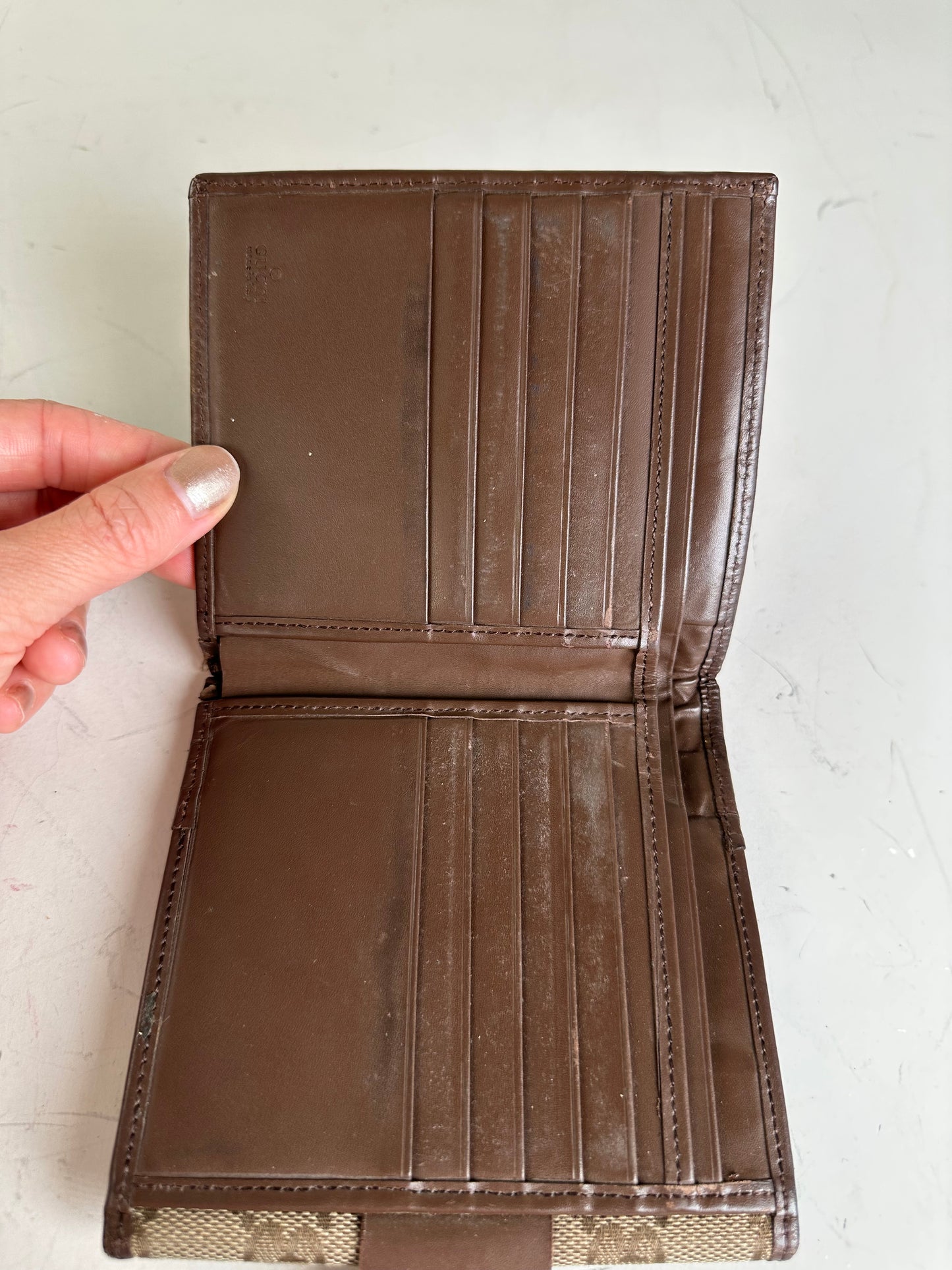 Vintage Gucci GG Supreme Wallet Beige Brown Silver