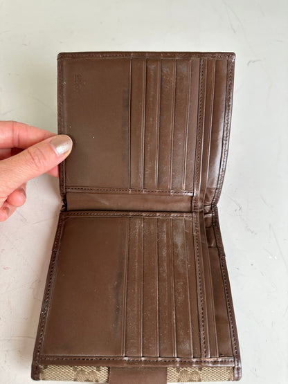Vintage Gucci GG Supreme Wallet Beige Brown Silver