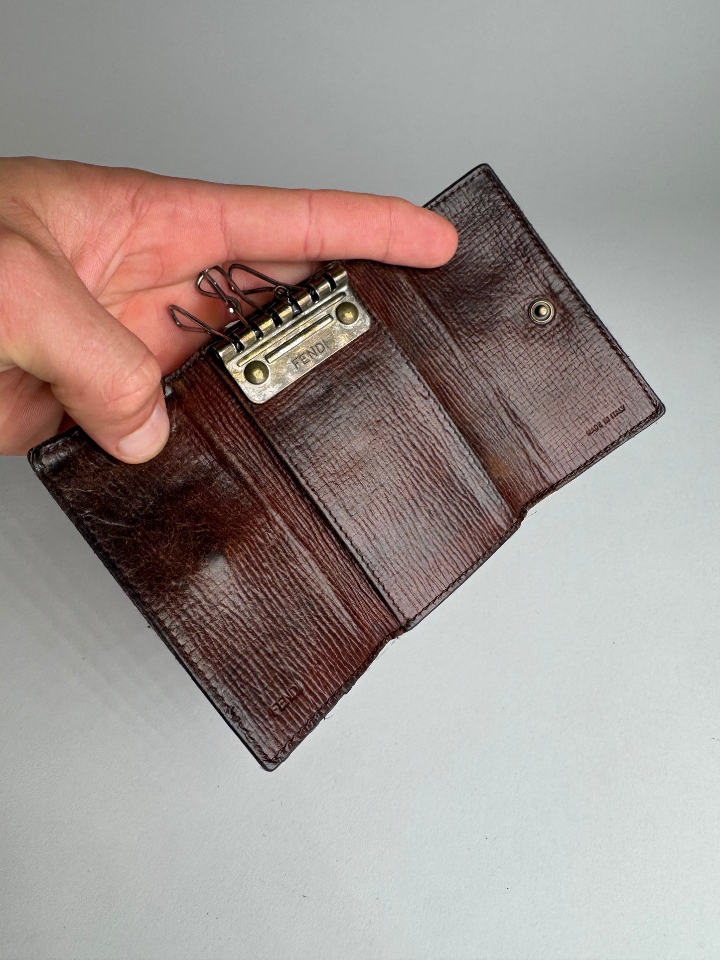 Vintage Fendi Monogram Key Holder Brown