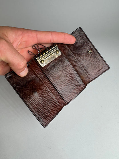 Vintage Fendi Monogram Key Holder Brown