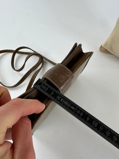 Vintage Celine Coated Canvas Crossbody Flap Bag Brown