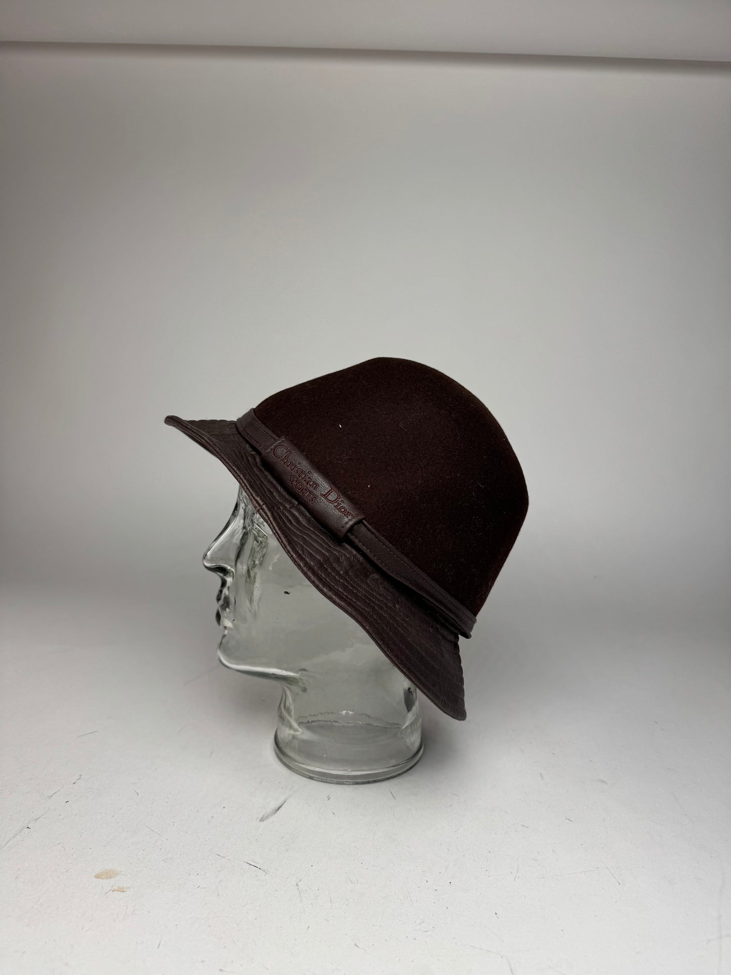 Vintage Dior Leather Wool Hat Brown