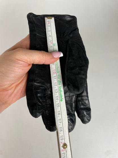 Vintage Fendi Leather Gloves Black S/M