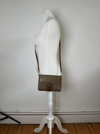 Vintage Celine Coated Canvas Crossbody Flap Bag Brown