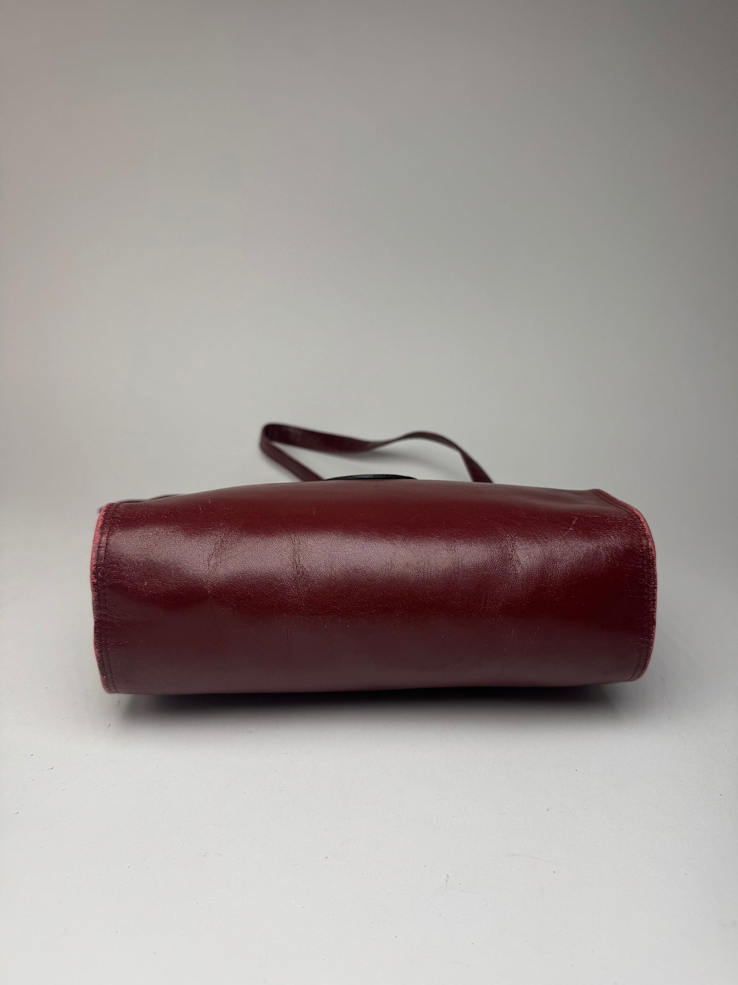 Vintage Cartier Leather Shoulder Bag Burgundy