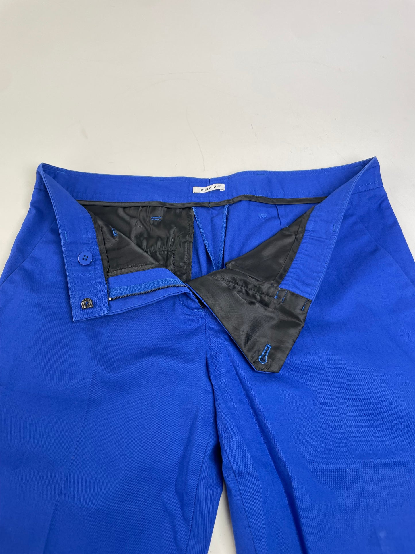 Vintage Miu Miu Cotton Blend Trousers Bright Blue L