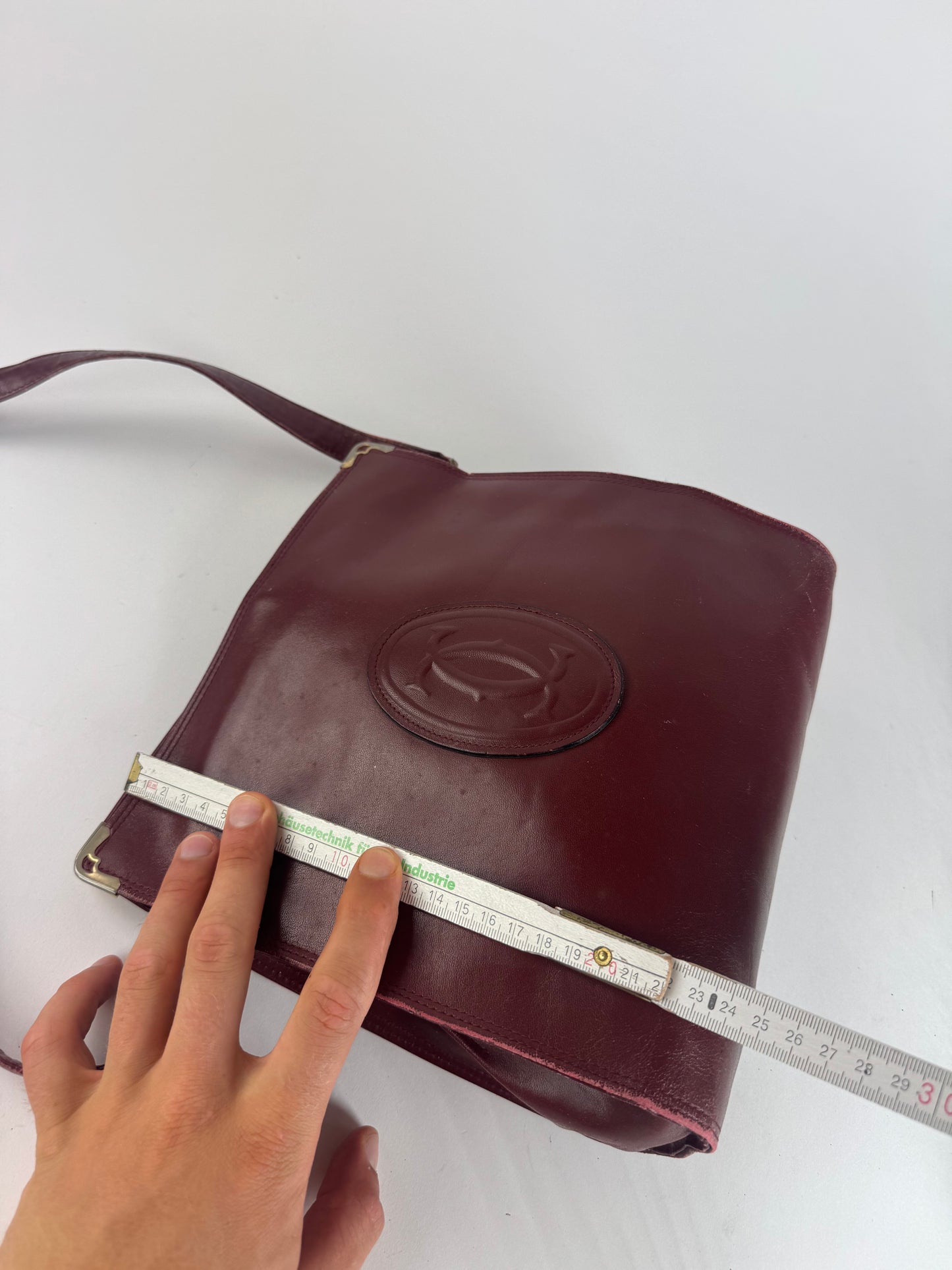 Vintage Cartier Leather Shoulder Bag Burgundy