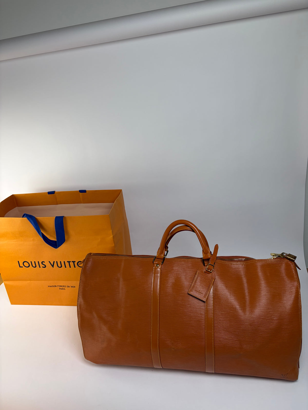 Vintage Louis Vuitton Epi Leather Travel Duffle Bag 1990 Burnt Orange