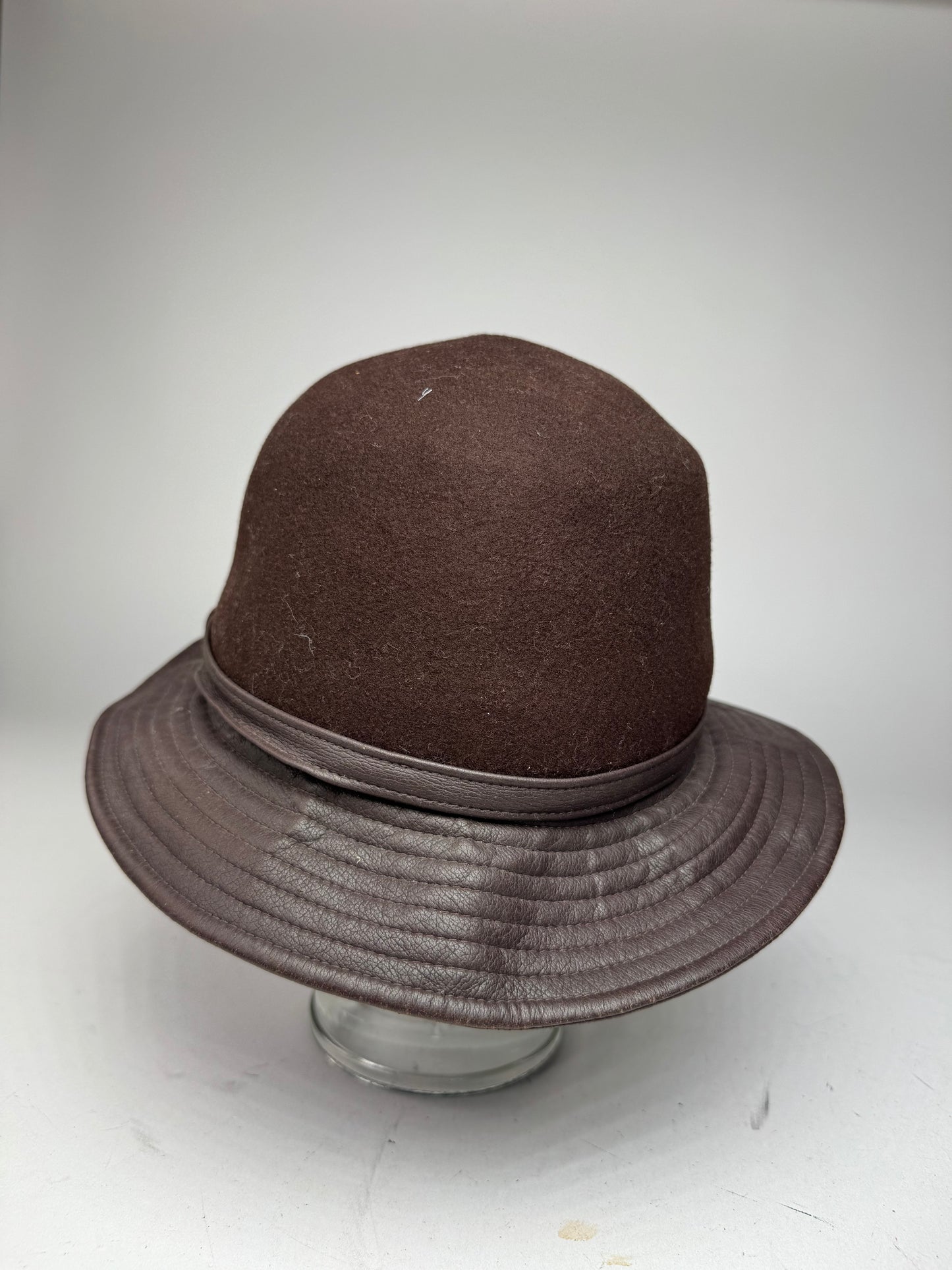 Vintage Dior Leather Wool Hat Brown