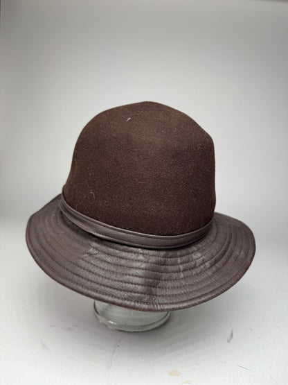 Vintage Dior Leather Wool Hat Brown