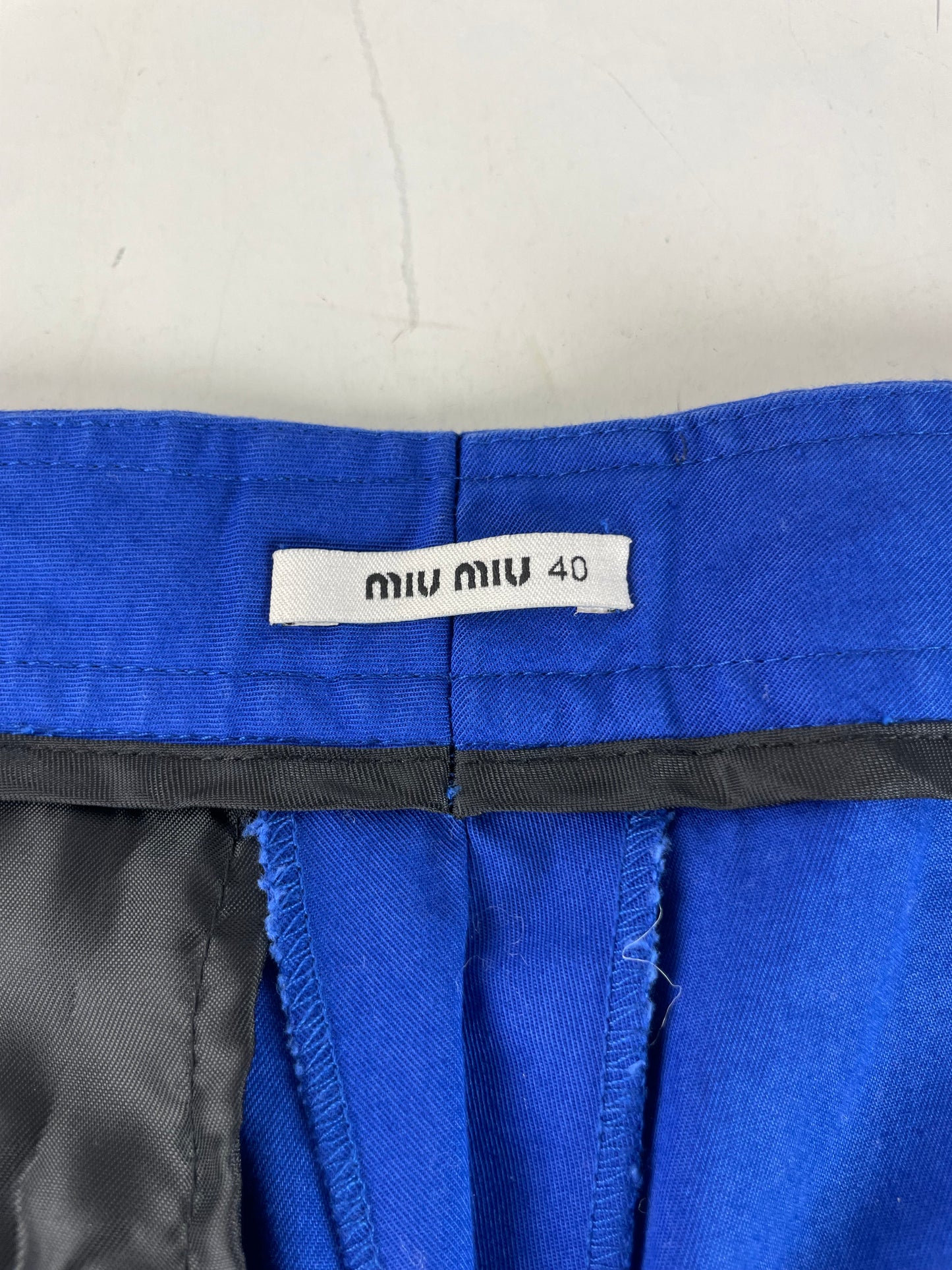 Vintage Miu Miu Cotton Blend Trousers Bright Blue L