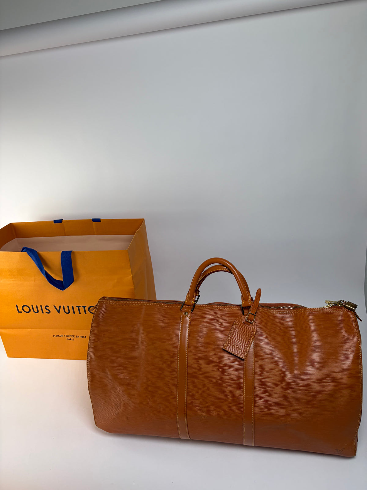 Vintage Louis Vuitton Epi Leather Travel Duffle Bag 1990 Burnt Orange