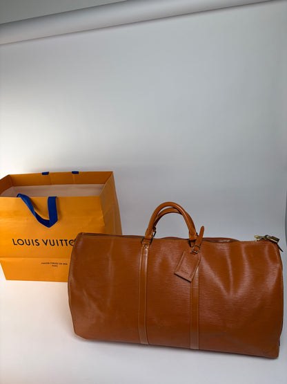 Vintage Louis Vuitton Epi Leather Travel Duffle Bag 1990 Burnt Orange
