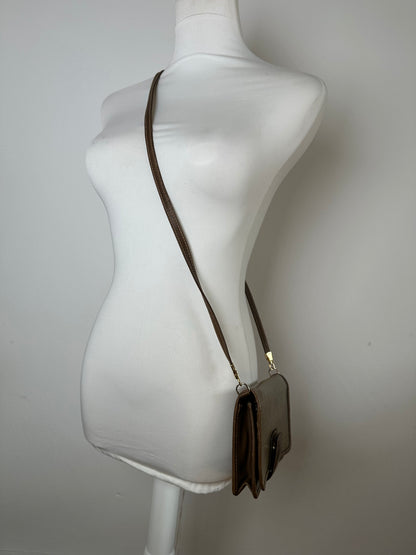 Vintage Celine Coated Canvas Crossbody Flap Bag Brown