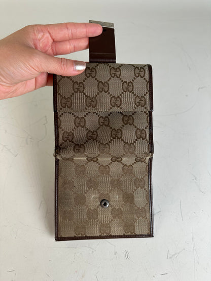 Vintage Gucci GG Supreme Wallet Beige Brown Silver