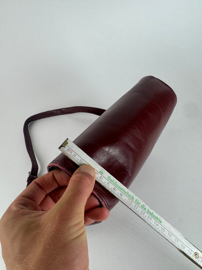 Vintage Cartier Leather Shoulder Bag Burgundy