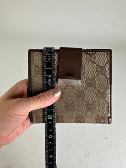 Vintage Gucci GG Supreme Wallet Beige Brown Silver
