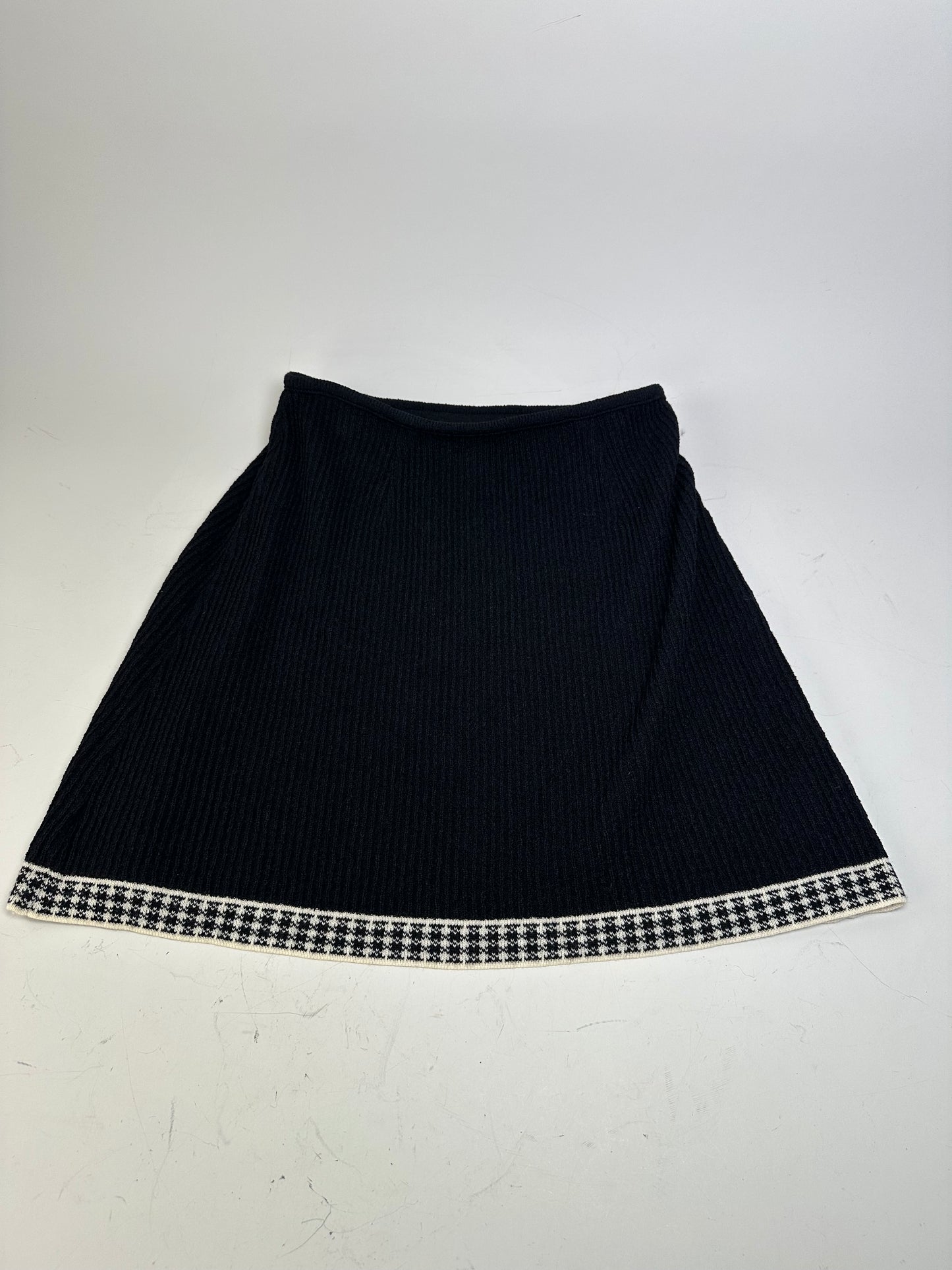 Vintage Dior Checked Cotton Blend Skirt Black White