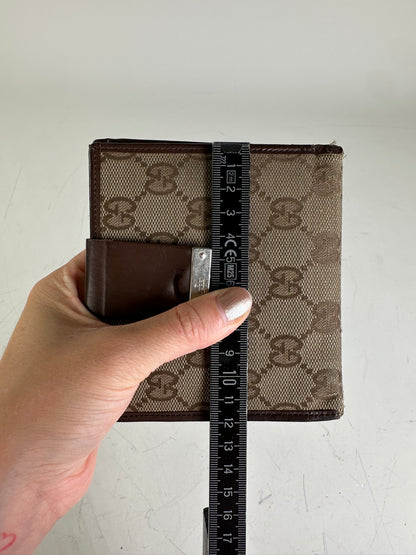 Vintage Gucci GG Supreme Wallet Beige Brown Silver