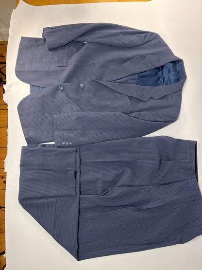 Vintage Givenchy Men's Light Blue Suit Set Dark Blue Lining M