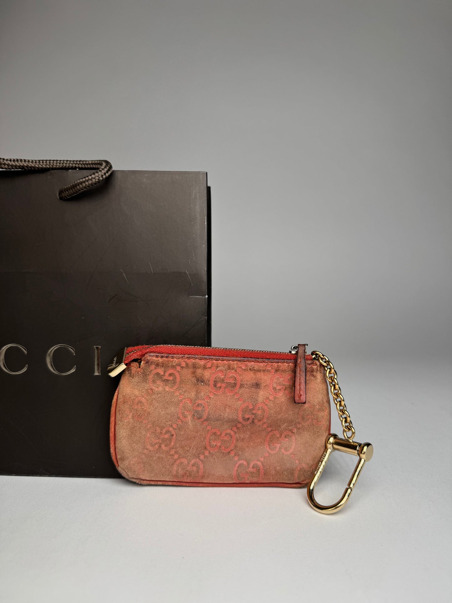 Vintage Gucci Monogram Key Holder Red