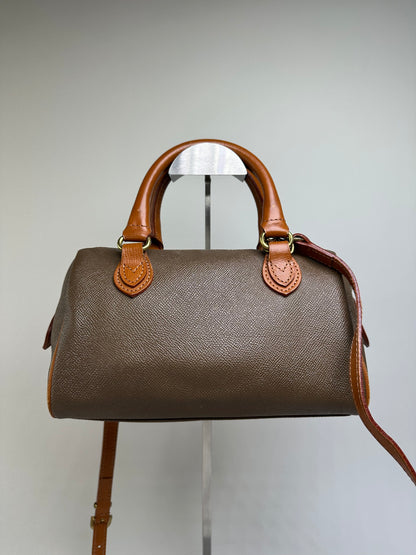 Vintage Courreges Textured Leather Handbag Brown Gold
