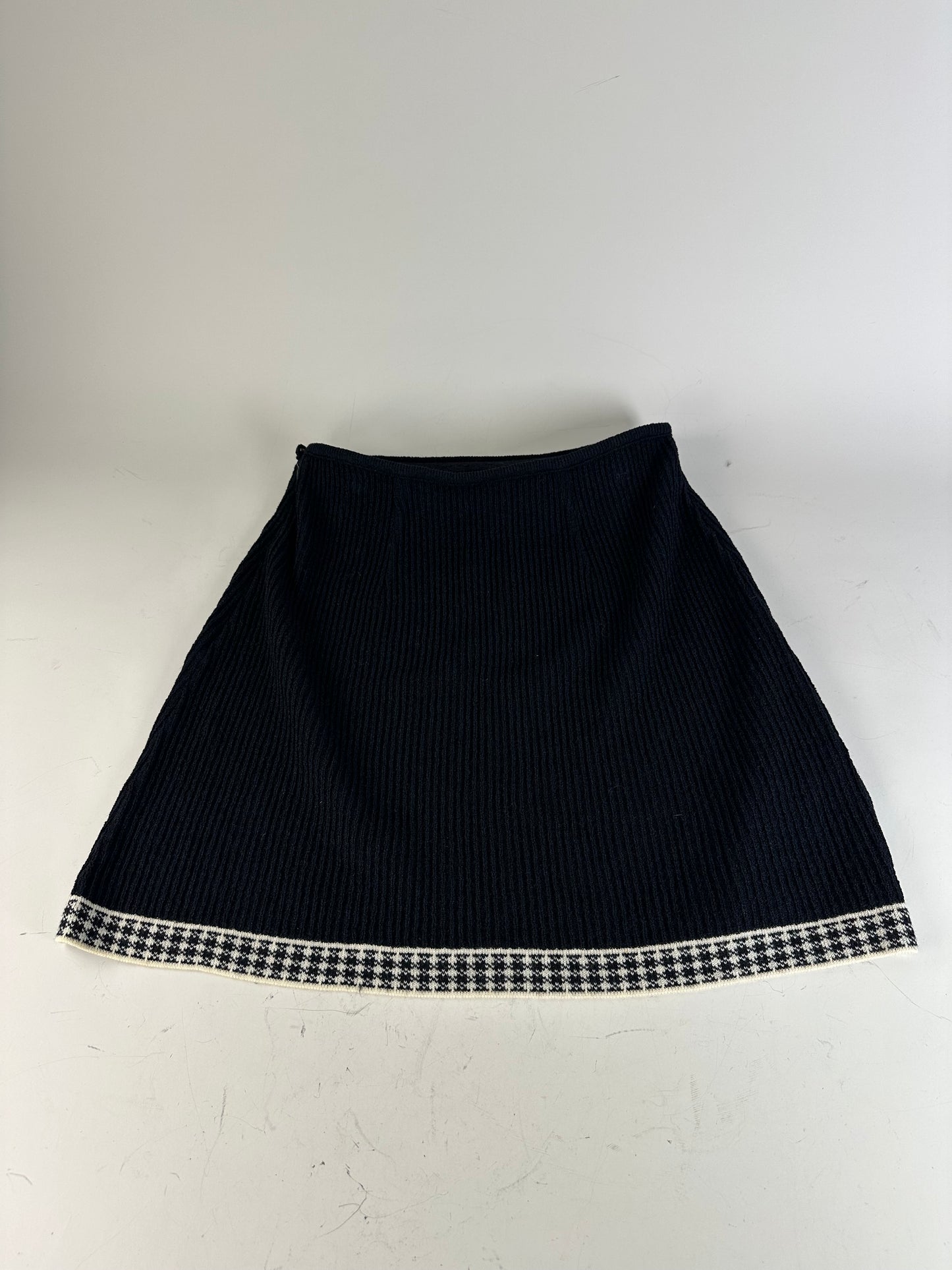 Vintage Dior Checked Cotton Blend Skirt Black White