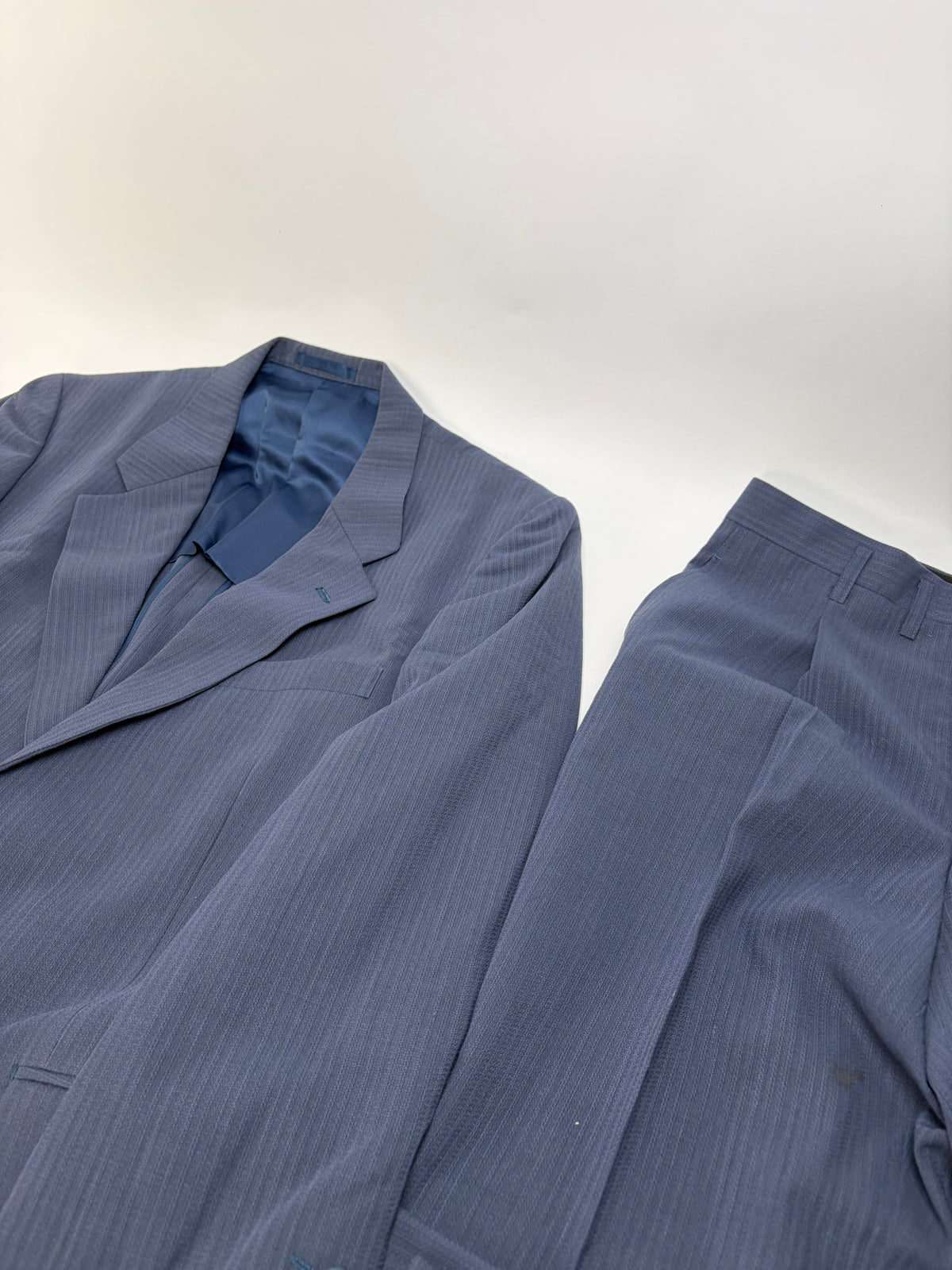 Vintage Givenchy Men's Light Blue Suit Set Dark Blue Lining M