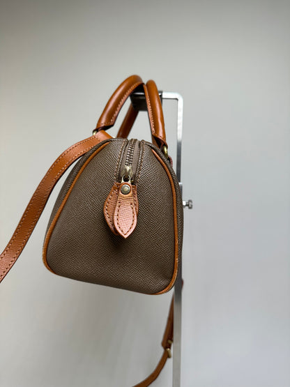 Vintage Courreges Textured Leather Handbag Brown Gold