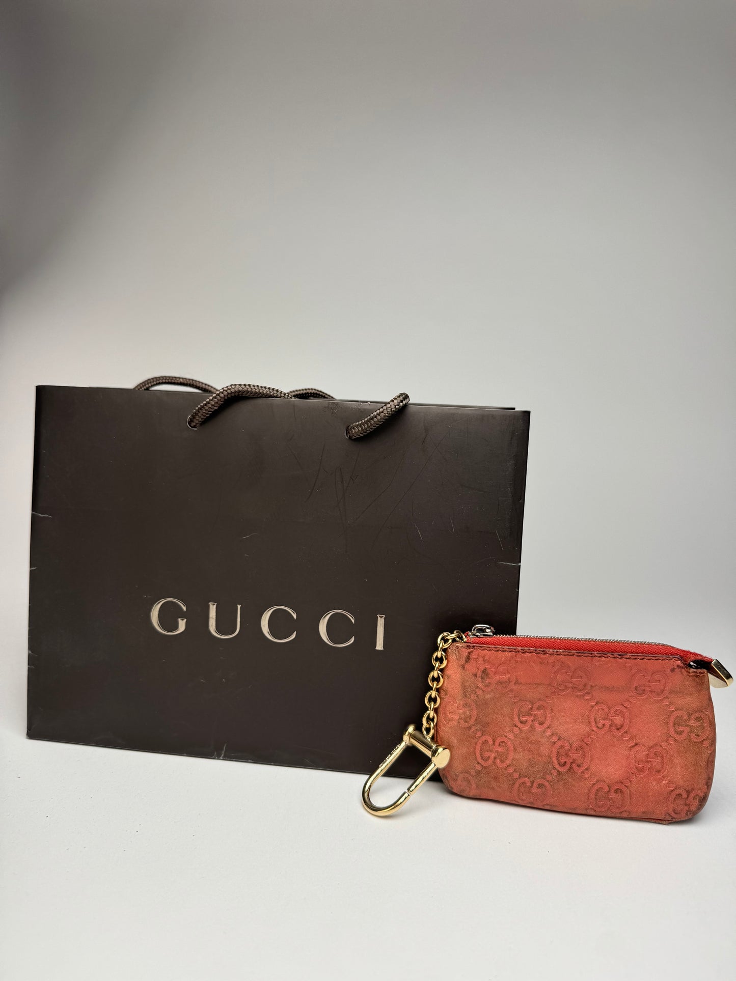 Vintage Gucci Monogram Key Holder Red