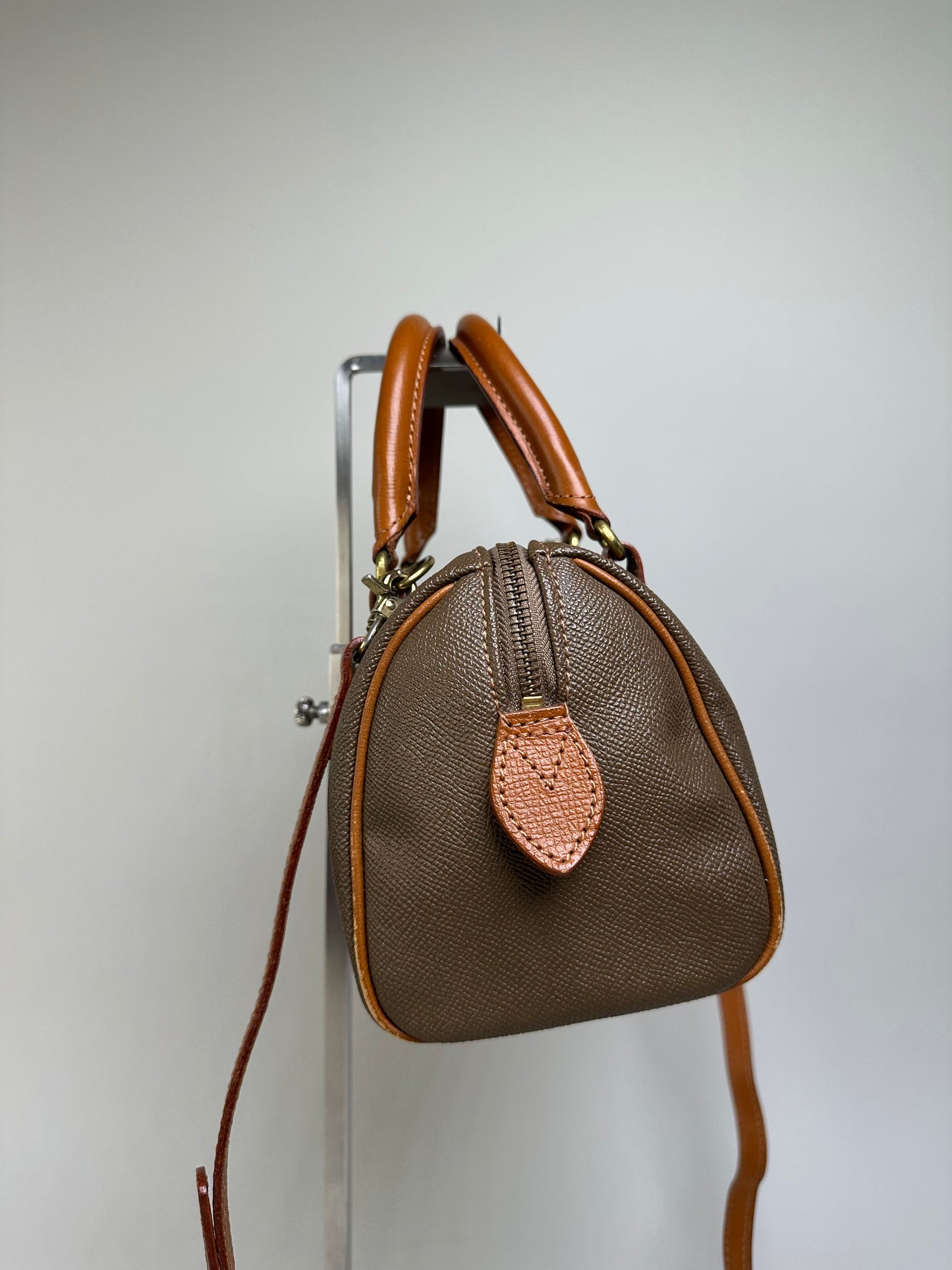 Vintage Courreges Textured Leather Handbag Brown Gold