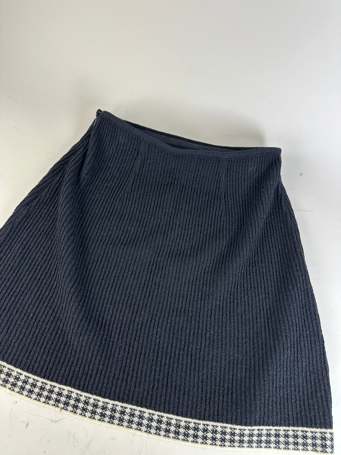 Vintage Dior Checked Cotton Blend Skirt Black White