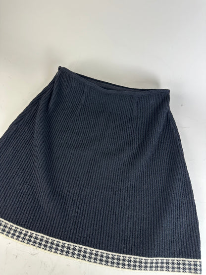 Vintage Dior Checked Cotton Blend Skirt Black White