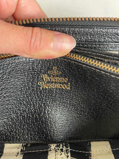 Vintage Vivienne Westwood Leather Wallet Black Gold Clasp