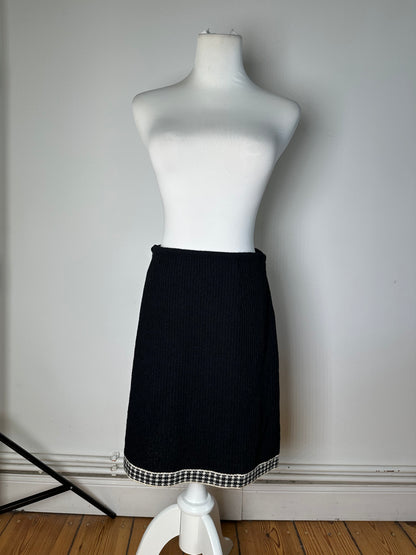 Vintage Dior Checked Cotton Blend Skirt Black White