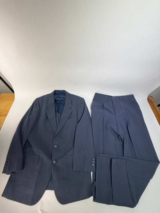 Vintage Givenchy Men's Light Blue Suit Set Dark Blue Lining M