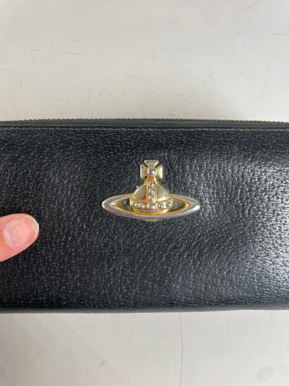 Vintage Vivienne Westwood Leather Wallet Black Gold Clasp