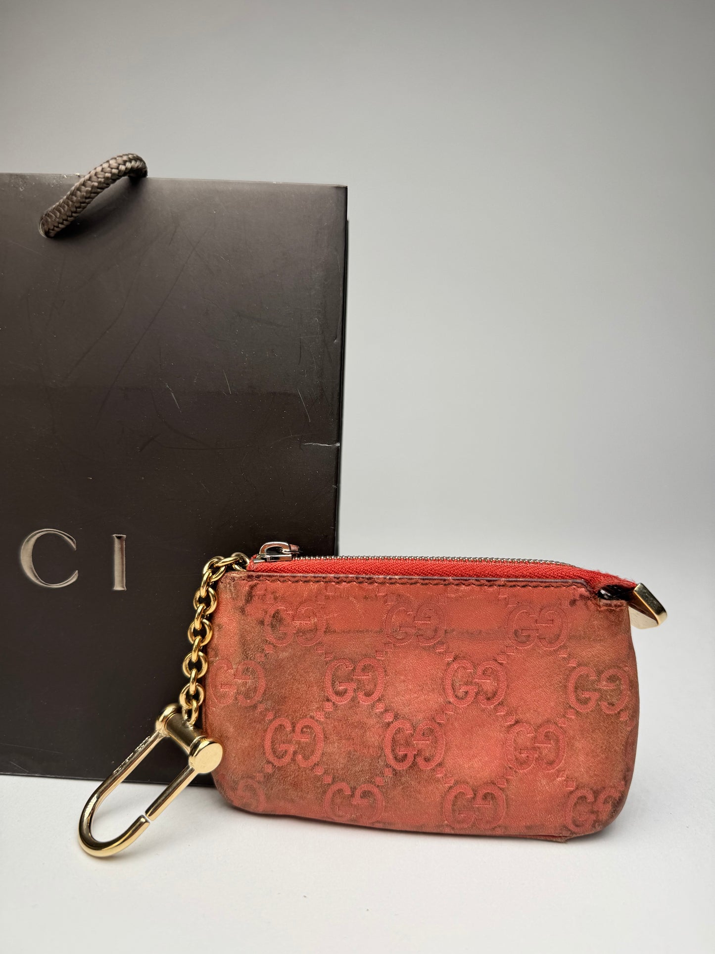 Vintage Gucci Monogram Key Holder Red