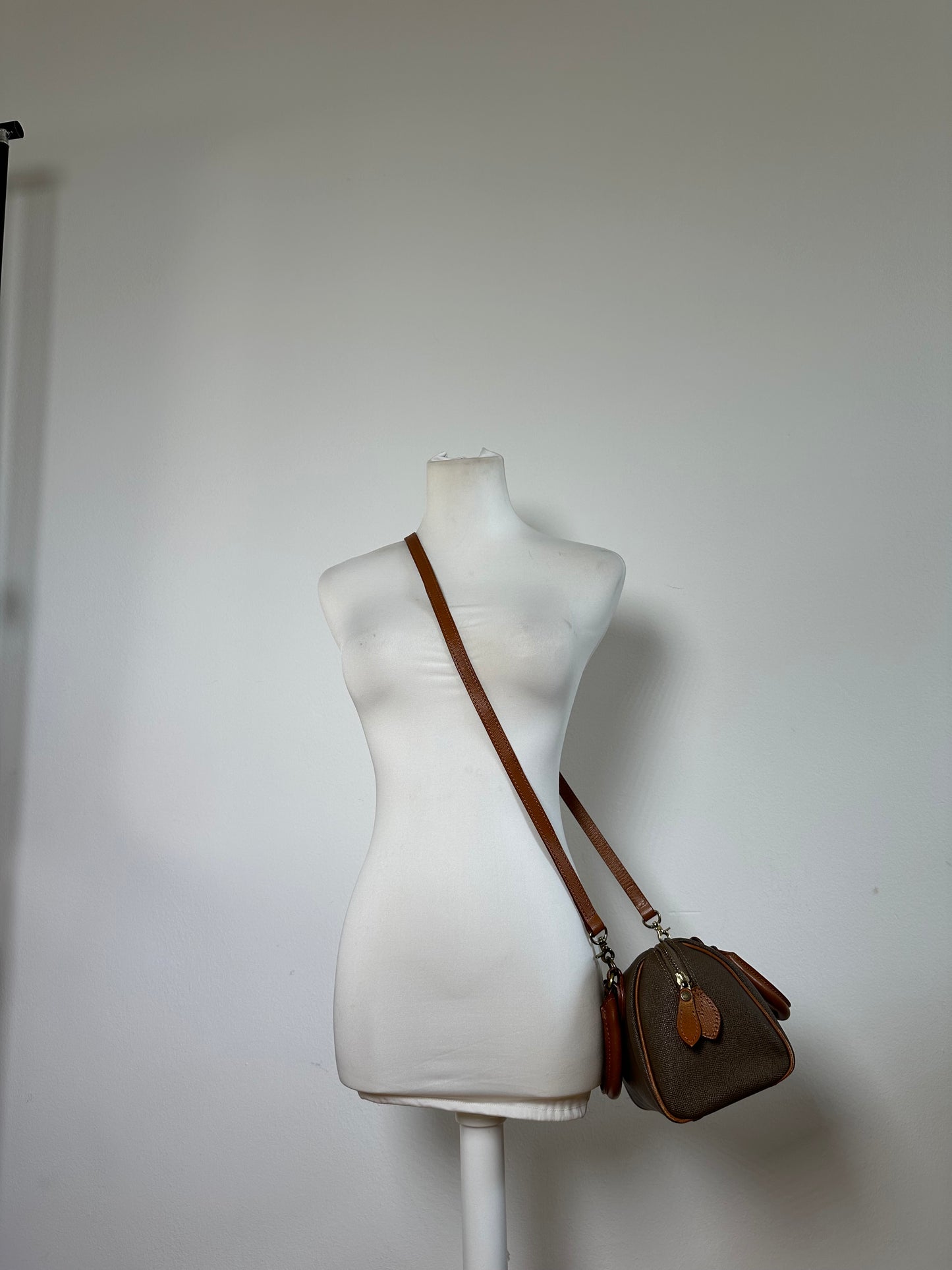 Vintage Courreges Textured Leather Handbag Brown Gold