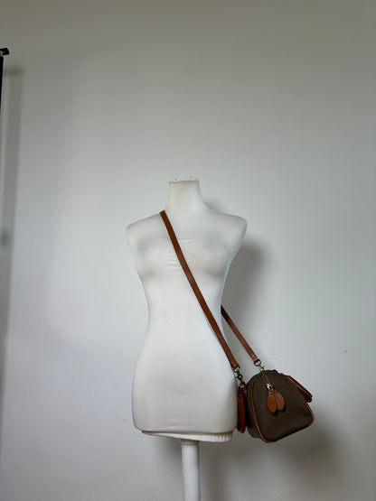 Vintage Courreges Textured Leather Handbag Brown Gold